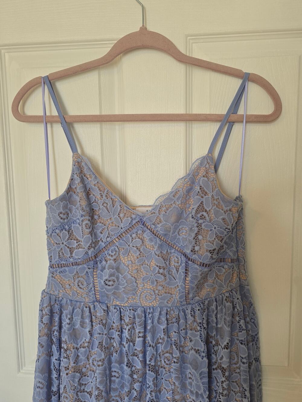 NSR Lavender Lace Midi Dress Adjustable Spaghetti Straps Wedding Homecoming L